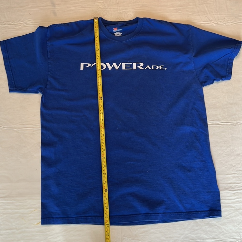 POWERADE Men’s Hanes Blue White Graphic Logo Short Sleeve T Shirt Size M - Picture 6 of 7